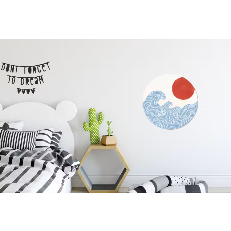 Wandcirkel - Aluminium - Zon - Golven - Oceaan - Abstract - Rood — 5