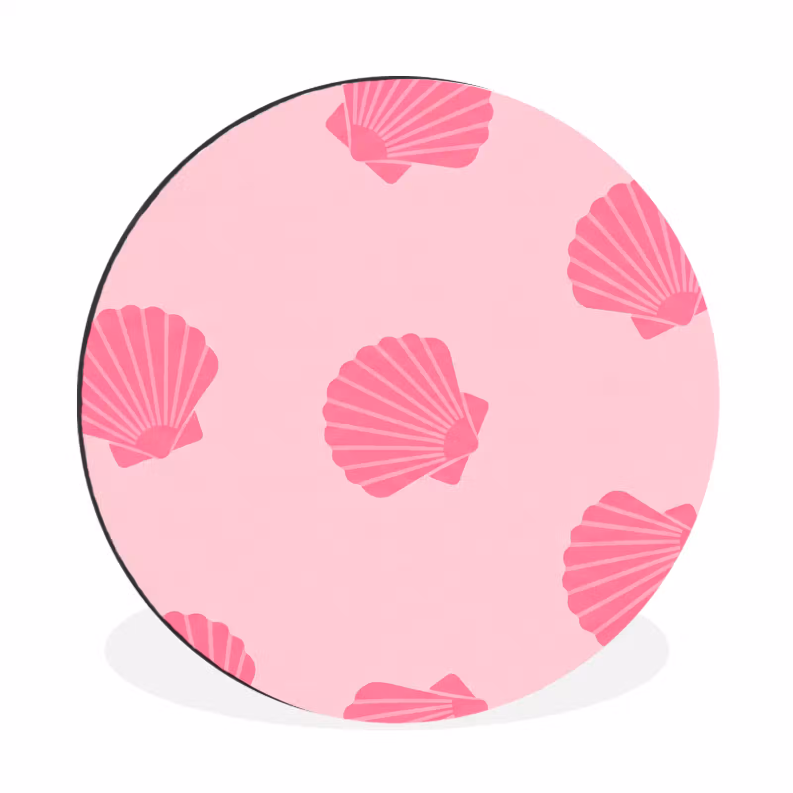 Wandcirkel - Aluminium - Schelp - Patroon - Zee - Modern - Roze — 1
