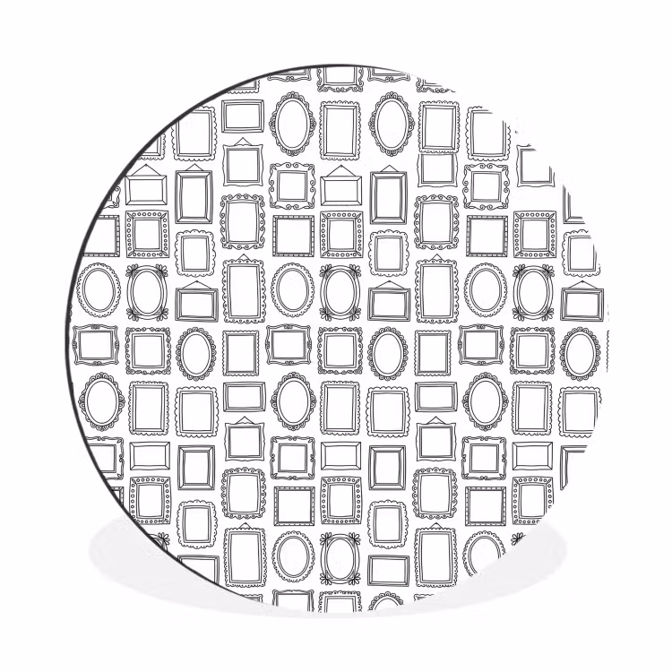 Wandcirkel - Aluminium - Lijsten - Patroon - Decoratie - Schets - Zwart-wit — 1