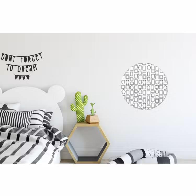 Wandcirkel - Aluminium - Lijsten - Patroon - Decoratie - Schets - Zwart-wit — 5