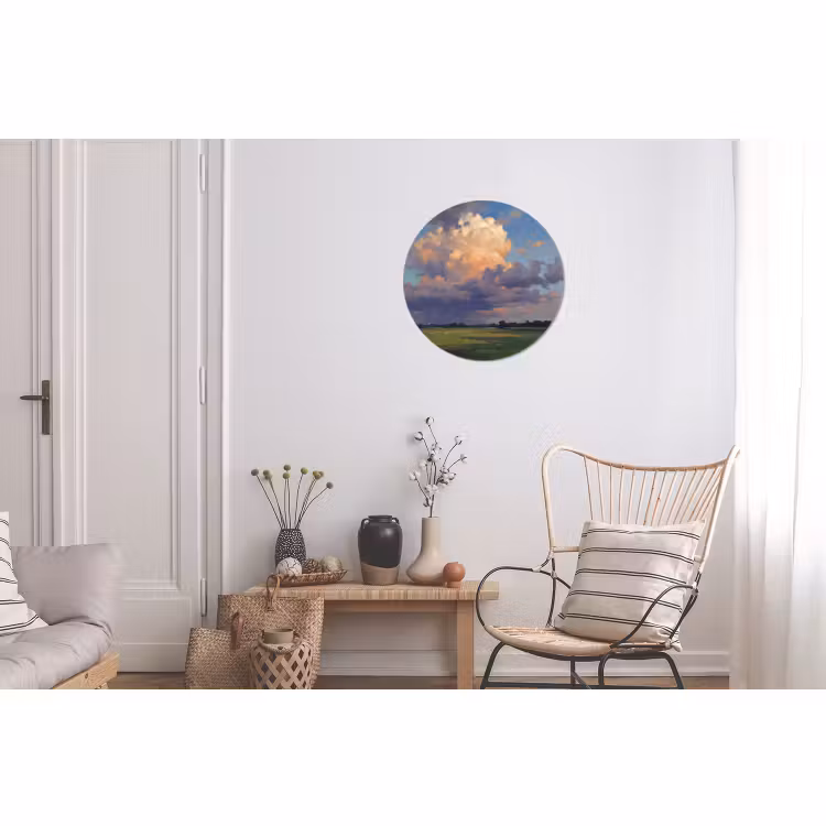 Wandcirkel - Aluminium - Lucht - Wolken - Landschap - Modern - Oranje — 2