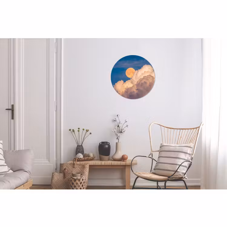 Wandcirkel - Aluminium - Maan - Wolken - Natuur - Oranje — 2