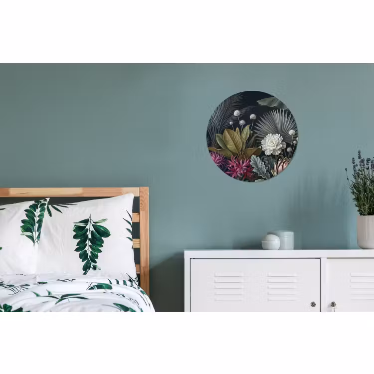 Wandcirkel - Aluminium - Planten - Tropisch - Botanisch - Donker - Groen — 4