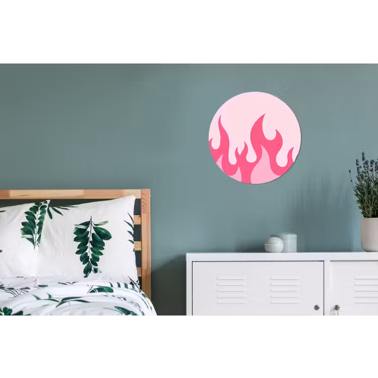 Wandcirkel - Aluminium - Vlammen - Patroon - Abstract - Modern - Roze — 4