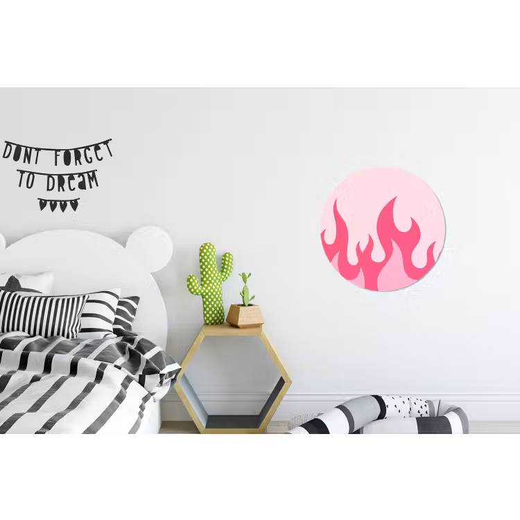 Wandcirkel - Aluminium - Vlammen - Patroon - Abstract - Modern - Roze — 5