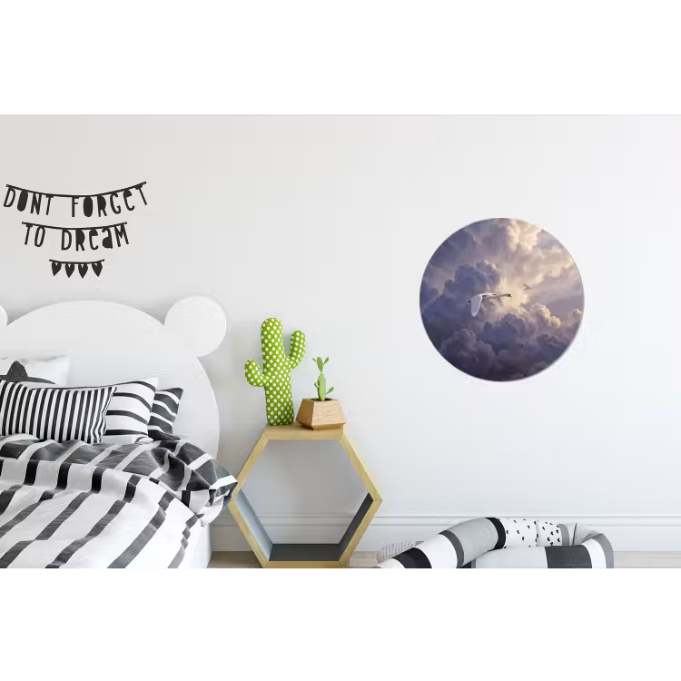Wandcirkel - Aluminium - Vogel - Vliegend - Natuur - Wit - Wolken — 5