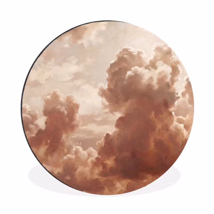 Wandcirkel - Aluminium - Wolken - Lucht - Natuur - Modern - Bruin — 1