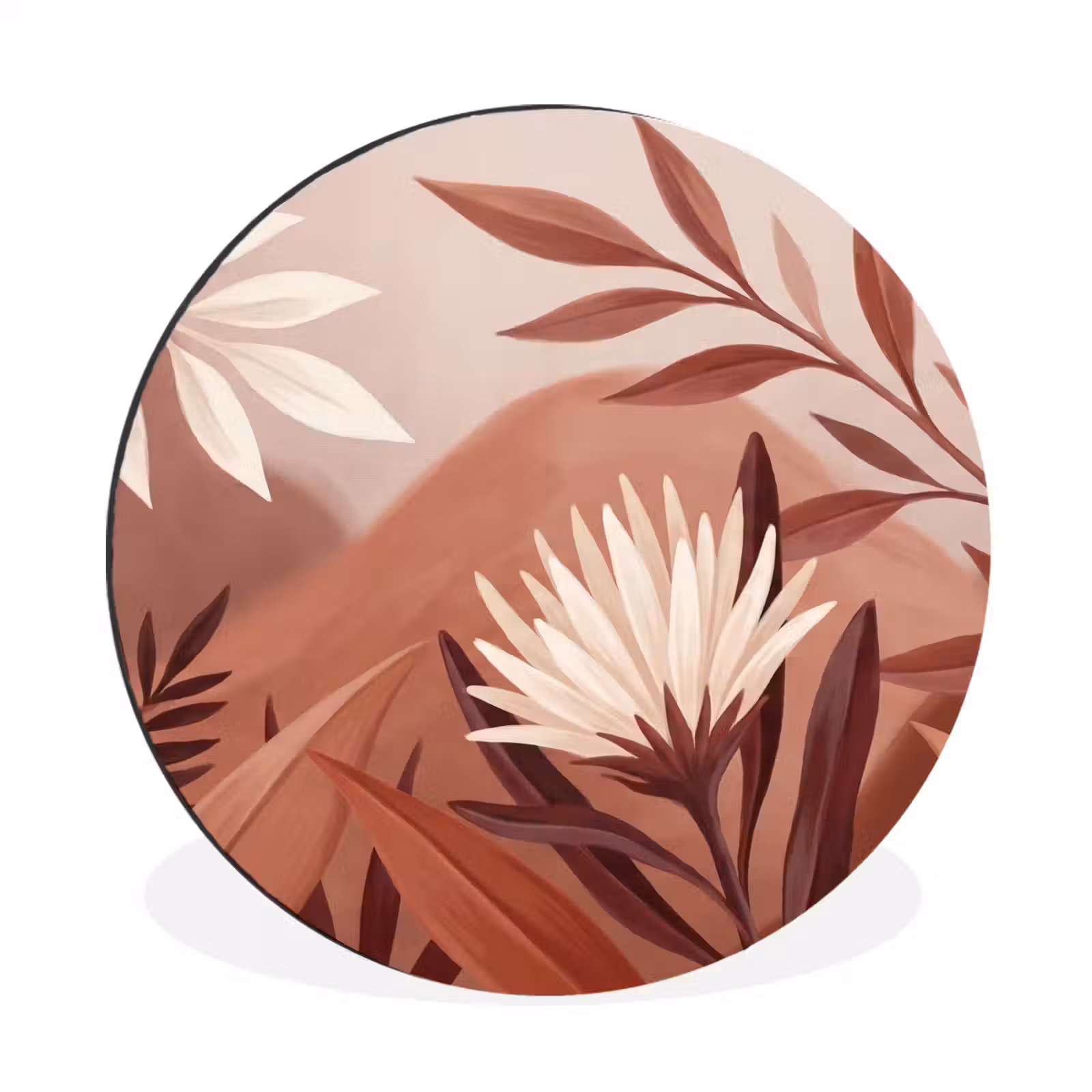Wandcirkel - Aluminium - Planten - Bladeren - Botanisch - Modern - Bruin — 1