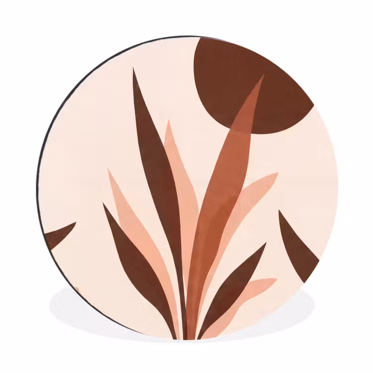 Wandcirkel - Aluminium - Planten - Abstract - Natuur - Bruin — 1