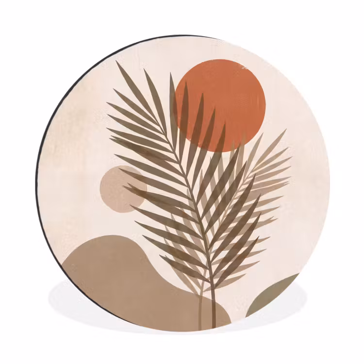 Wandcirkel - Aluminium - Planten - Bladeren - Abstract - Modern - Beige — 1