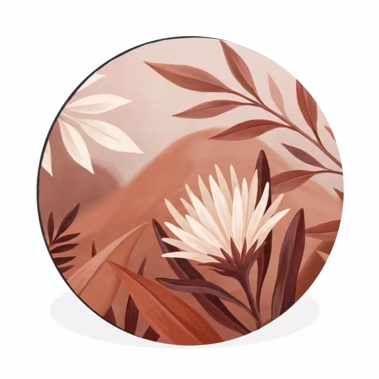Wandcirkel - Aluminium - Planten - Bladeren - Botanisch - Modern - Bruin — 1