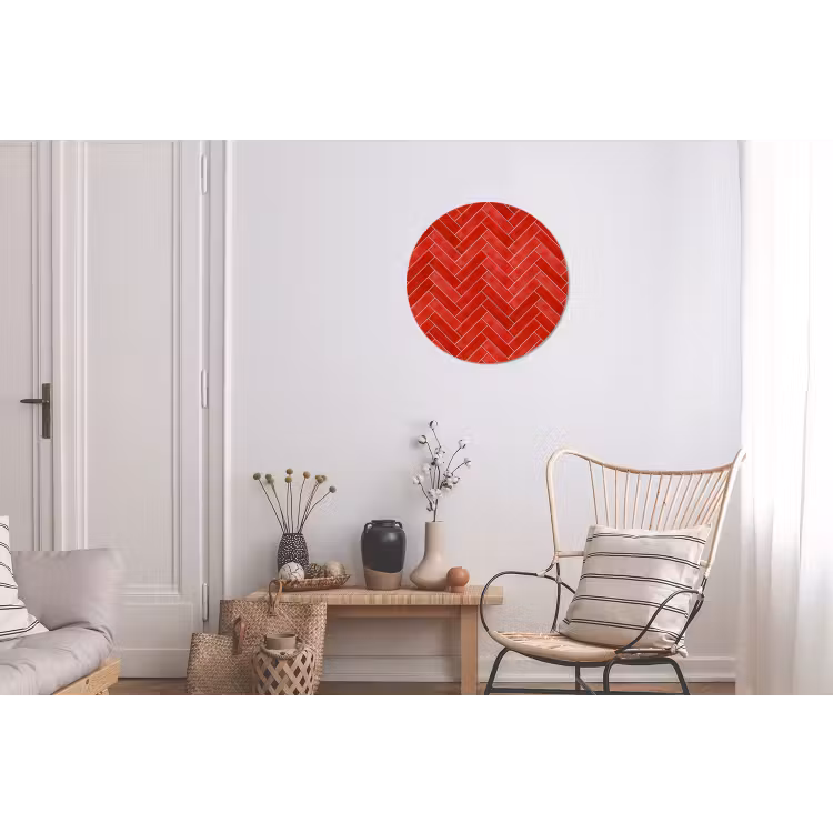 Wandcirkel - Aluminium - Visgraat - Tegel - Rood — 2