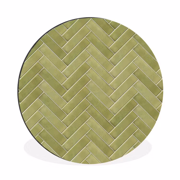 Wandcirkel - Aluminium - Visgraat - Wandtegel - Olijfgroen — 1