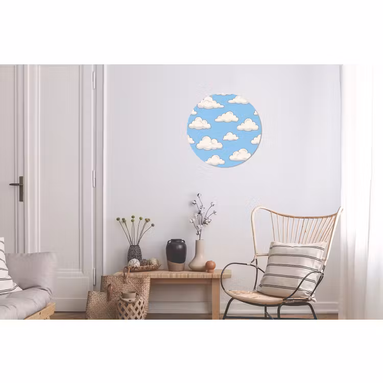 Wandcirkel - Aluminium - Wolk - Cartoon - Lucht - Blauw - Wit — 2