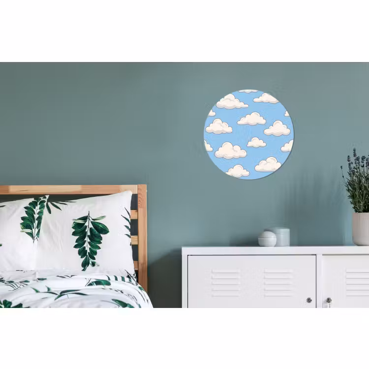 Wandcirkel - Aluminium - Wolk - Cartoon - Lucht - Blauw - Wit — 4