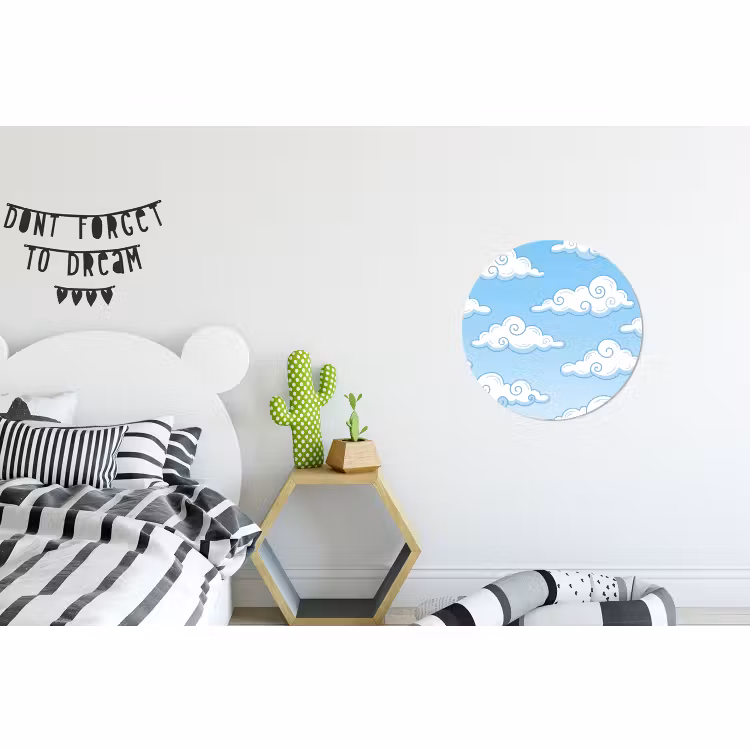 Wandcirkel - Aluminium - Wolk - Lucht - Cartoon - Blauw - Wit — 5