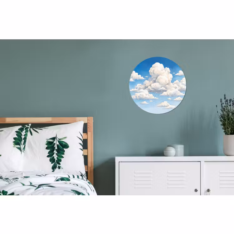 Wandcirkel - Aluminium - Wolken - Blauwe lucht - Natuur - Modern - Wit — 4