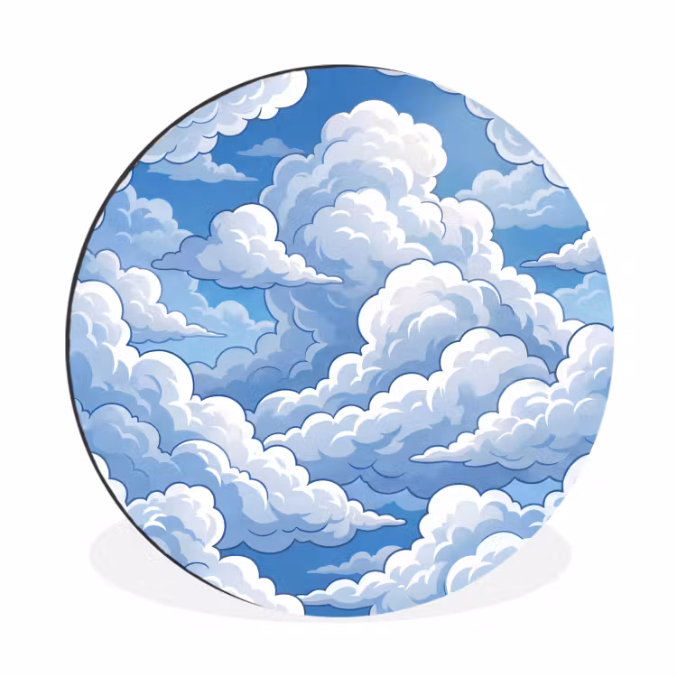 Wandcirkel - Aluminium - Wolken - Hemel - Abstract - Wit — 1