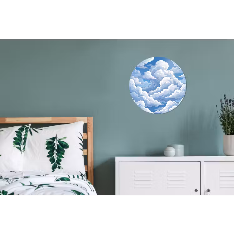 Wandcirkel - Aluminium - Wolken - Hemel - Abstract - Wit — 4