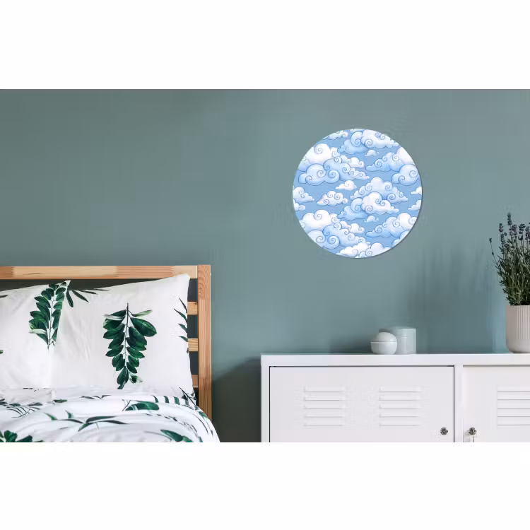 Wandcirkel - Aluminium - Wolken - Patroon - Hemel - Illustratie - Wit — 4