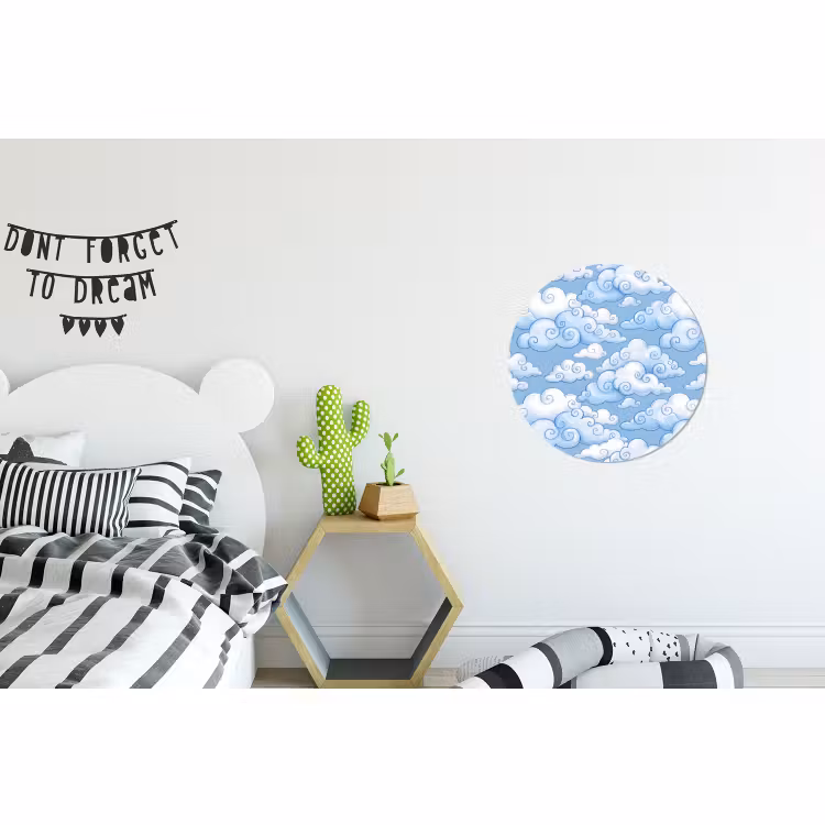 Wandcirkel - Aluminium - Wolken - Patroon - Hemel - Illustratie - Wit — 5