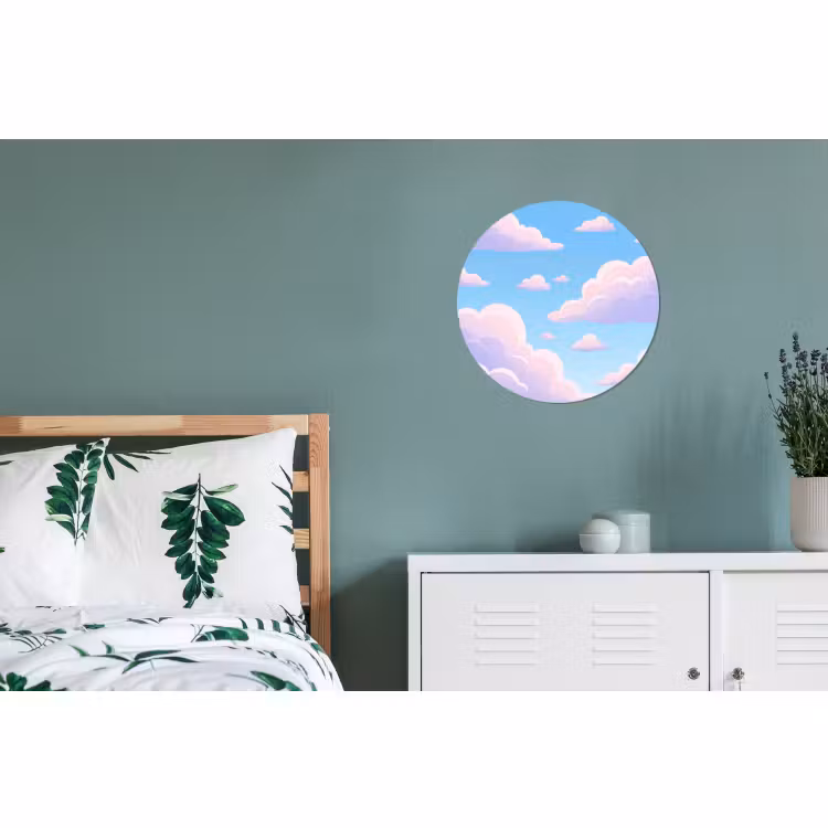 Wandcirkel - Aluminium - Wolken - Roze - Blauw - Natuur - Modern — 4