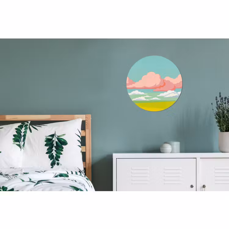 Wandcirkel - Aluminium - Wolken - Roze - Natuur - Modern - Pastel — 4