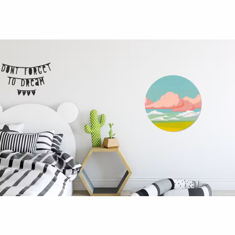 Wandcirkel - Aluminium - Wolken - Roze - Natuur - Modern - Pastel — 5
