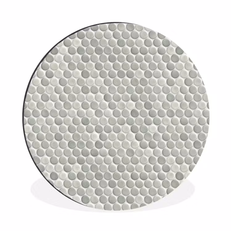 Wandcirkel - Aluminium - Penny - Mozaïek - Lichtgrijs — 1