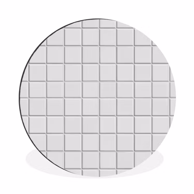 Wandcirkel - Aluminium - Patroon - Tegels - Grijs - Wit — 1
