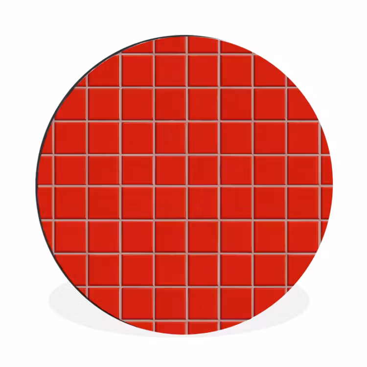 Wandcirkel - Aluminium - Tegel - Patroon - Kersen - Rood — 1