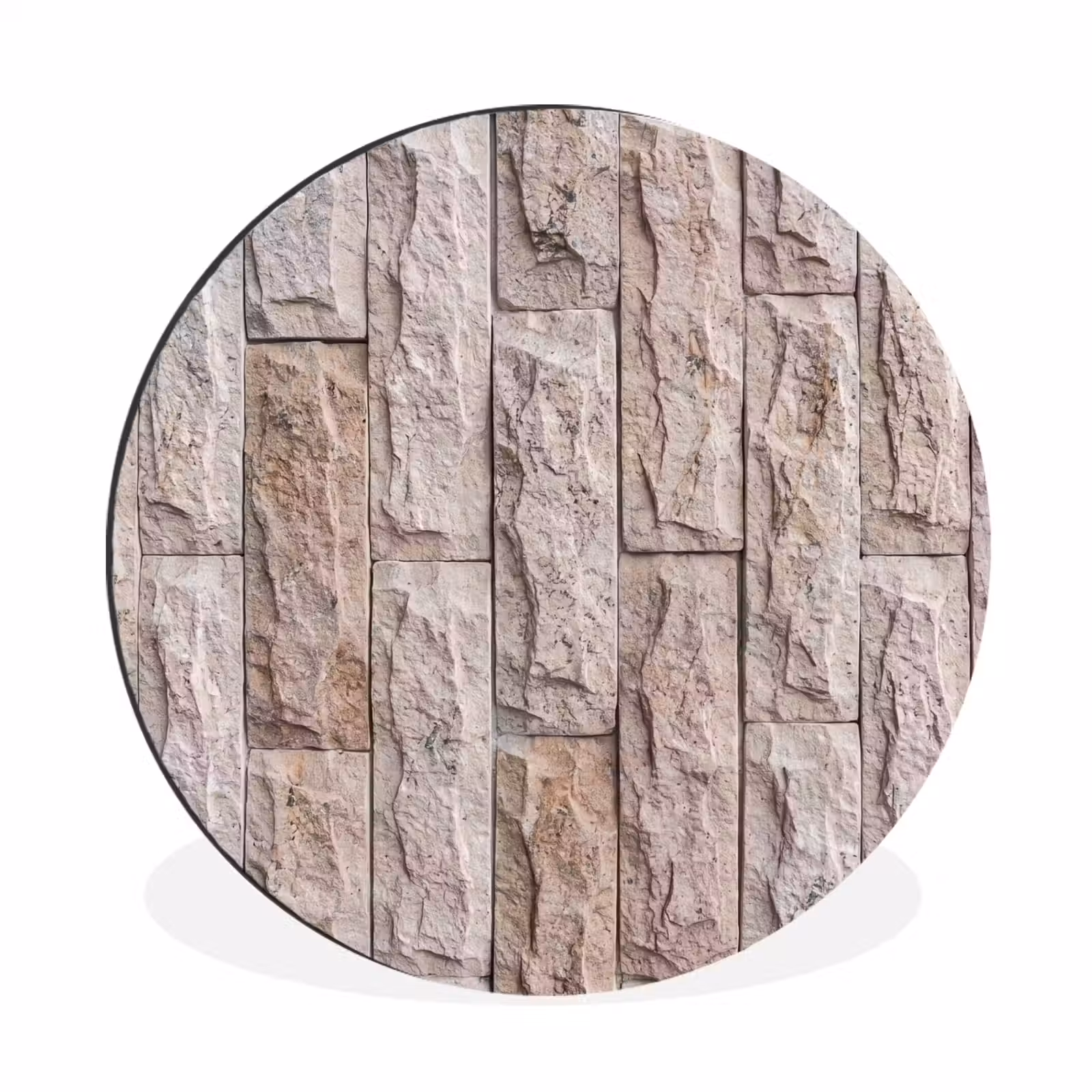 Wandcirkel - Aluminium - Muur - Steen - Ruw - Beige - Textuur — 1