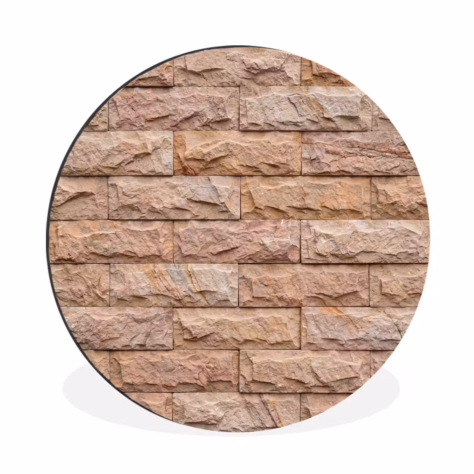 Wandcirkel - Aluminium - Muur - Steen - Ruw - Textuur - Beige — 1