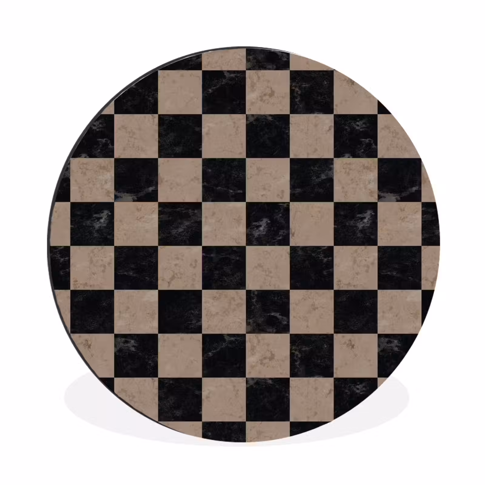 Wandcirkel - Aluminium - Patroon - Dambord - Marmer — 1