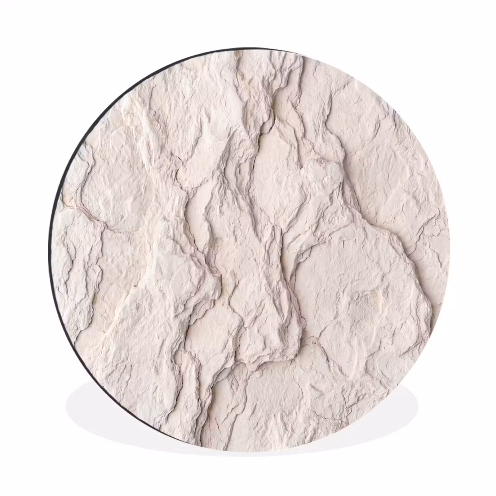 Wandcirkel - Aluminium - Rots - Structuur - Natuur - Beige - Abstract — 1