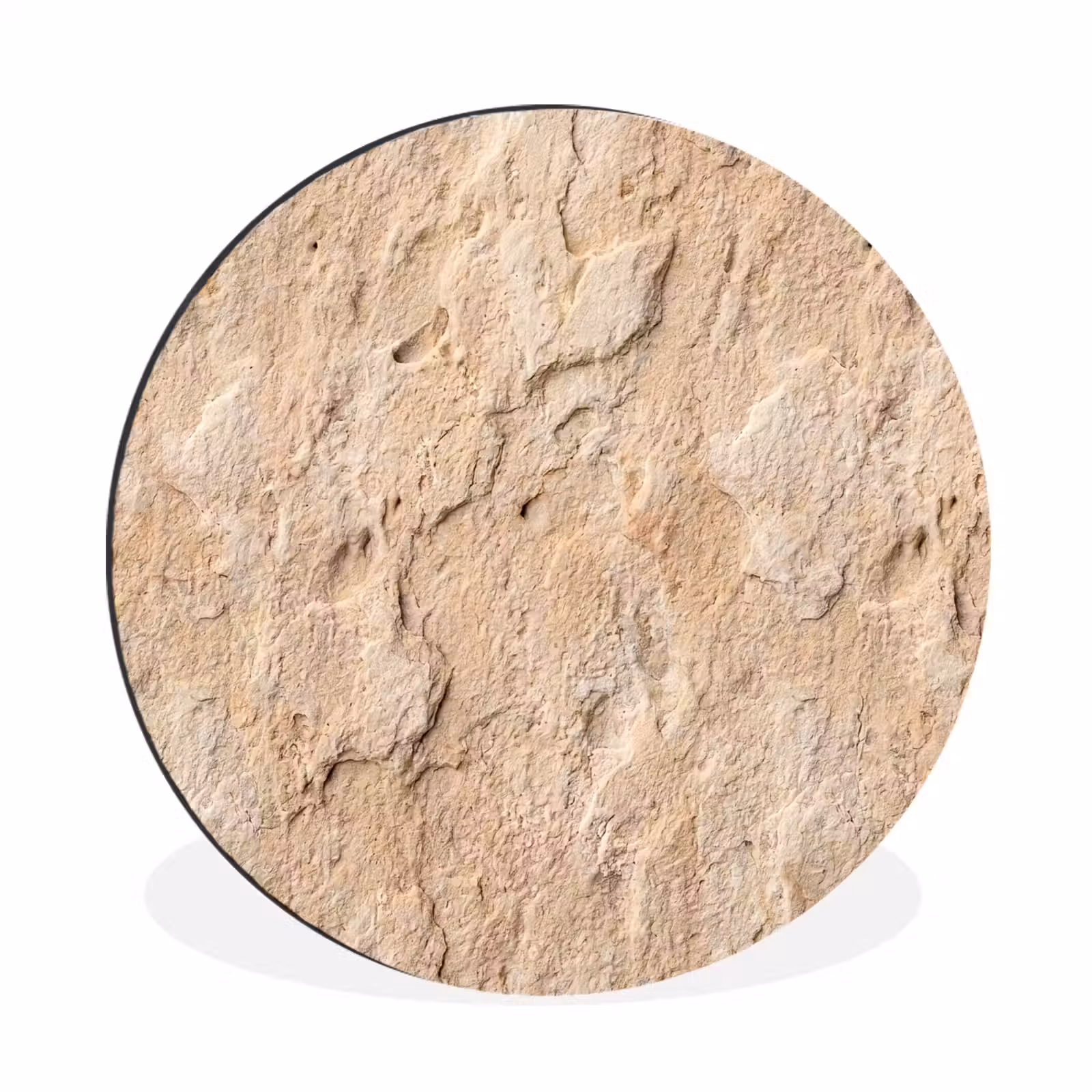 Wandcirkel - Aluminium - Textuur - Steen - Natuur - Beige — 1