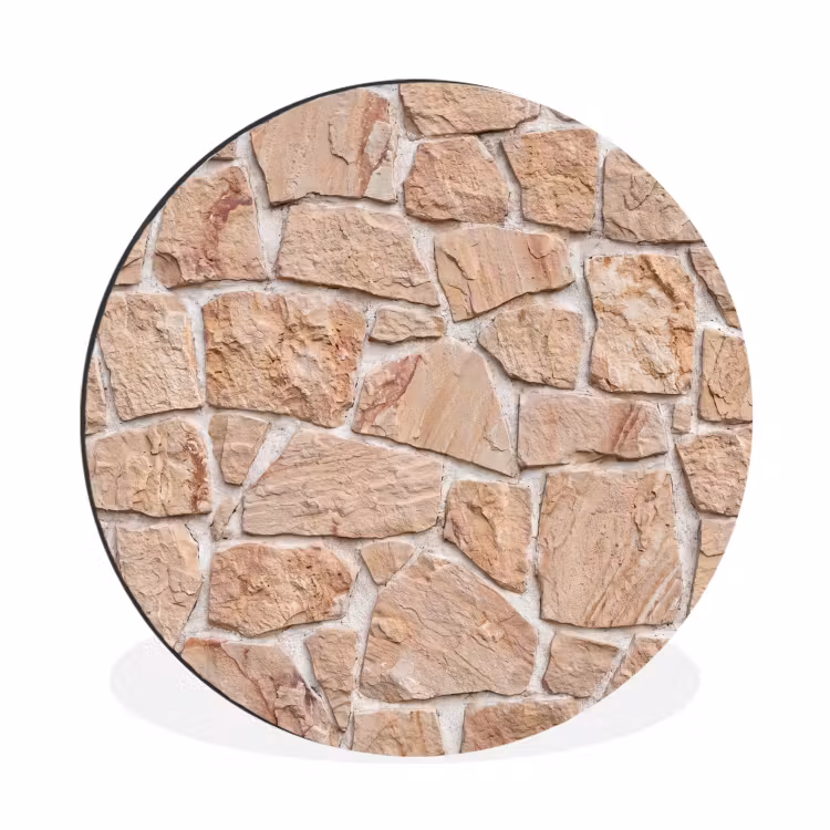 Wandcirkel - Aluminium - Muur - Steen - Patroon - Rustiek - Beige — 1