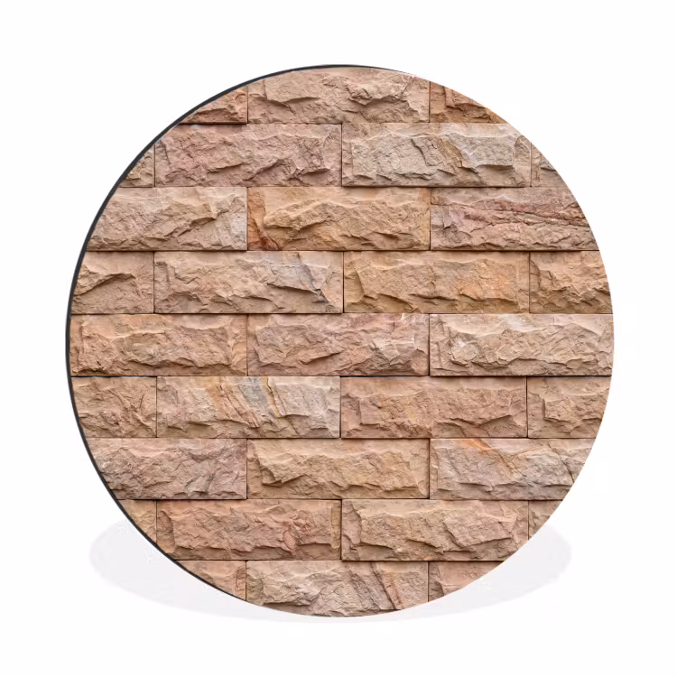 Wandcirkel - Aluminium - Muur - Steen - Ruw - Textuur - Beige — 1