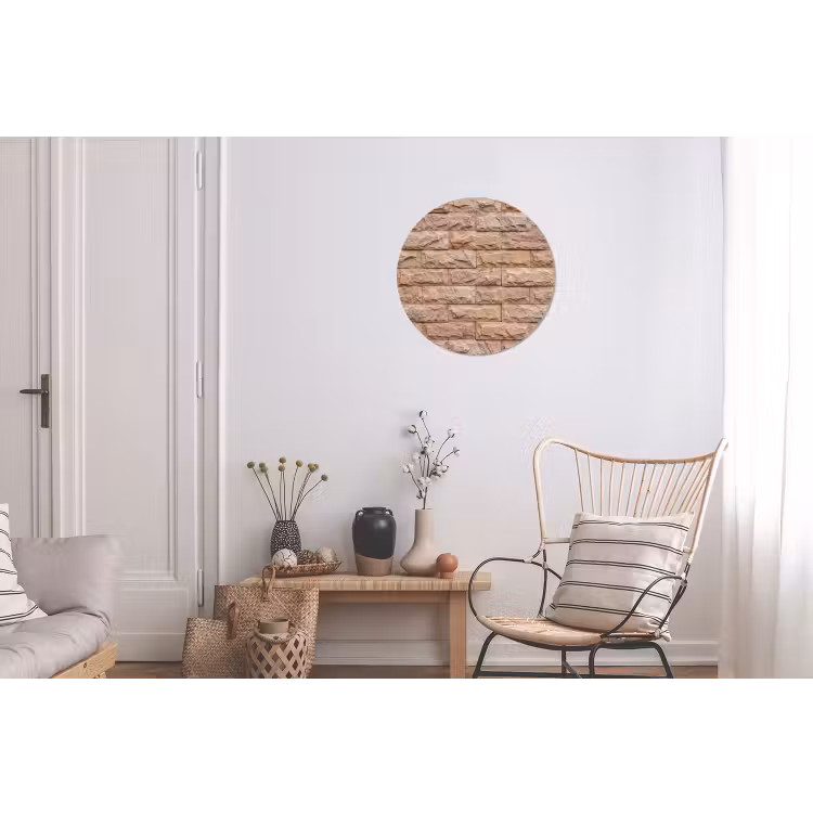 Wandcirkel - Aluminium - Muur - Steen - Ruw - Textuur - Beige — 2