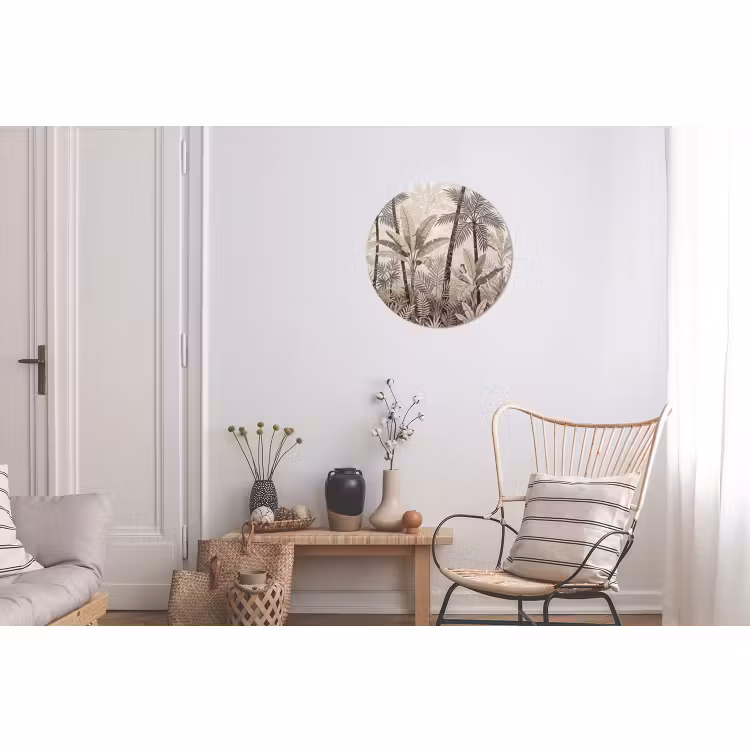 Wandcirkel - Aluminium - Natuur - Bladeren - Landschap - Mozaïek - Beige — 2