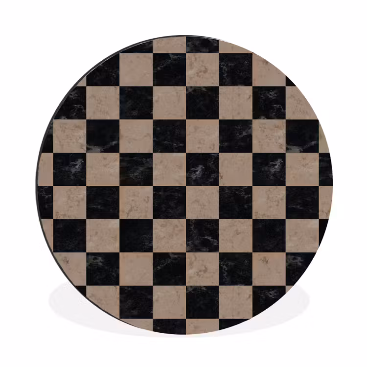 Wandcirkel - Aluminium - Patroon - Dambord - Marmer — 1