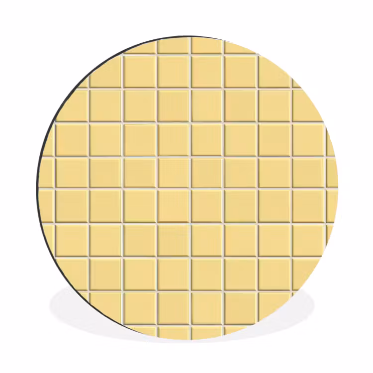 Wandcirkel - Aluminium - Patroon - Tegels - Geel — 1