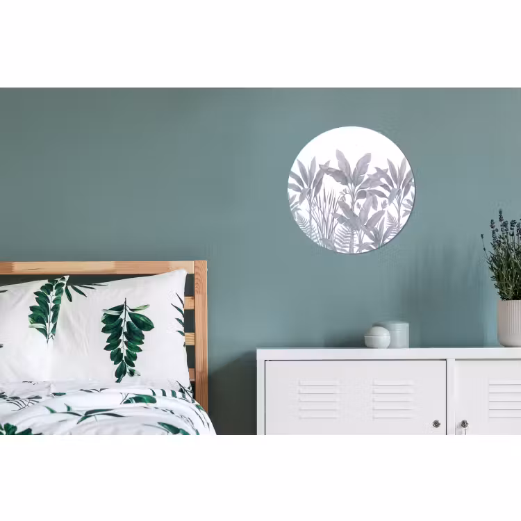 Wandcirkel - Aluminium - Planten - Bladeren - Natuur - Grijs — 4