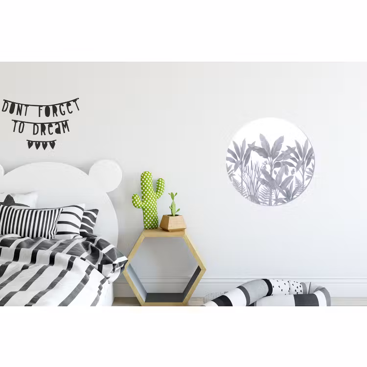 Wandcirkel - Aluminium - Planten - Bladeren - Natuur - Grijs — 5