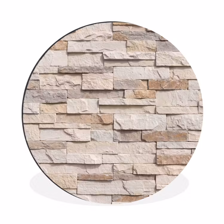 Wandcirkel - Aluminium - Steen - Muur - Textuur - Rustiek - Beige — 1