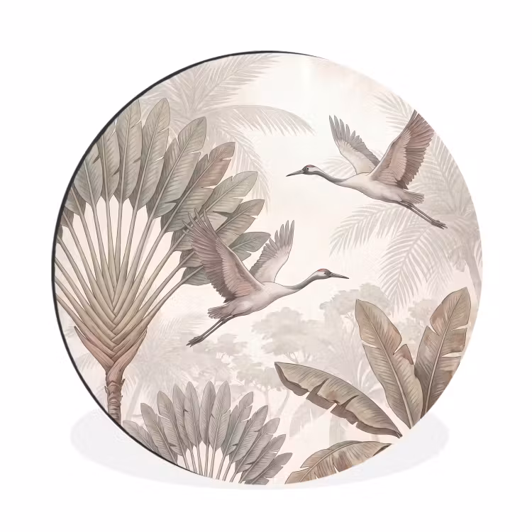 Wandcirkel - Aluminium - Vogel - Tropisch - Jungle - Natuur - Beige — 1