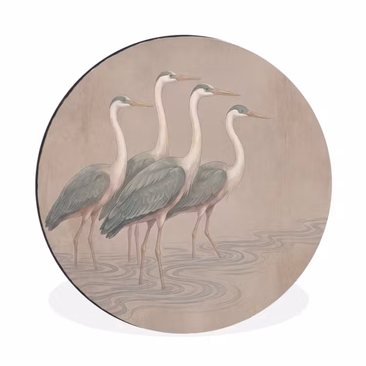 Wandcirkel - Aluminium - Vogel - Water - Natuur - Vintage — 1