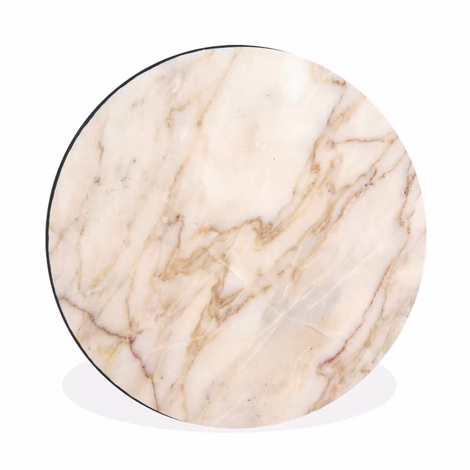 Wandcirkel - Aluminium - Marmer - Ader - Abstract - Wit - Goud — 1
