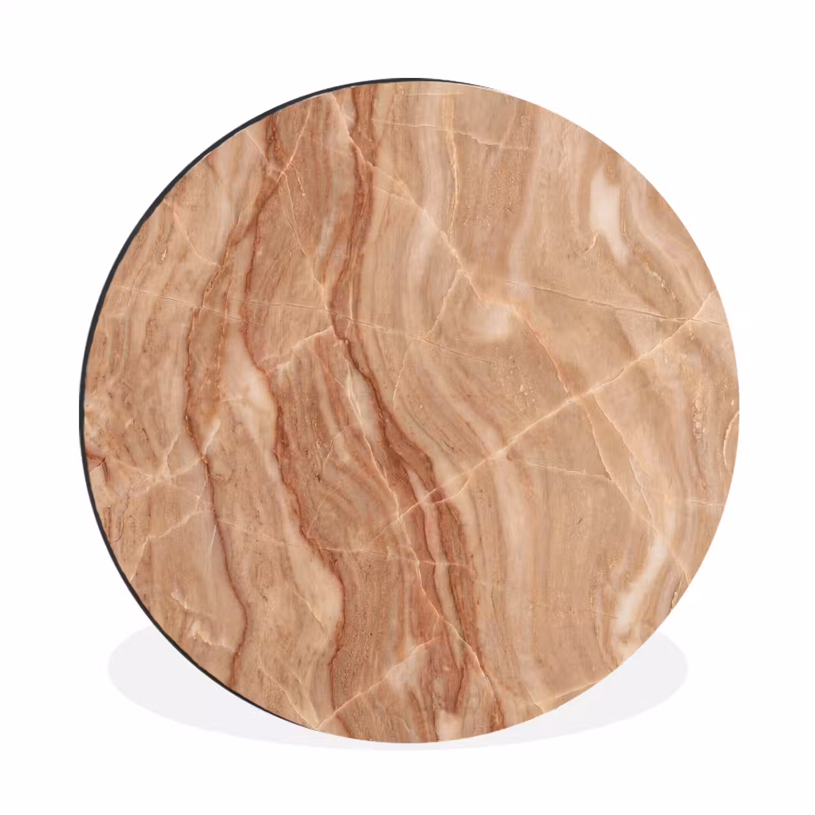 Wandcirkel - Aluminium - Marmer - Ader - Natuur - Abstract - Beige — 1