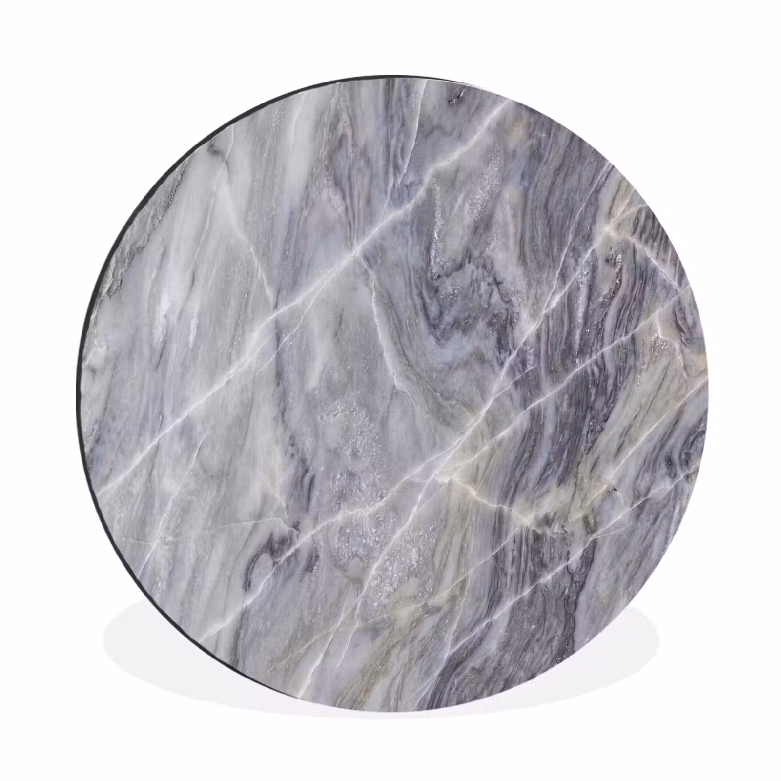 Wandcirkel - Aluminium - Marmer - Ader - Patroon - Abstract - Grijs — 1